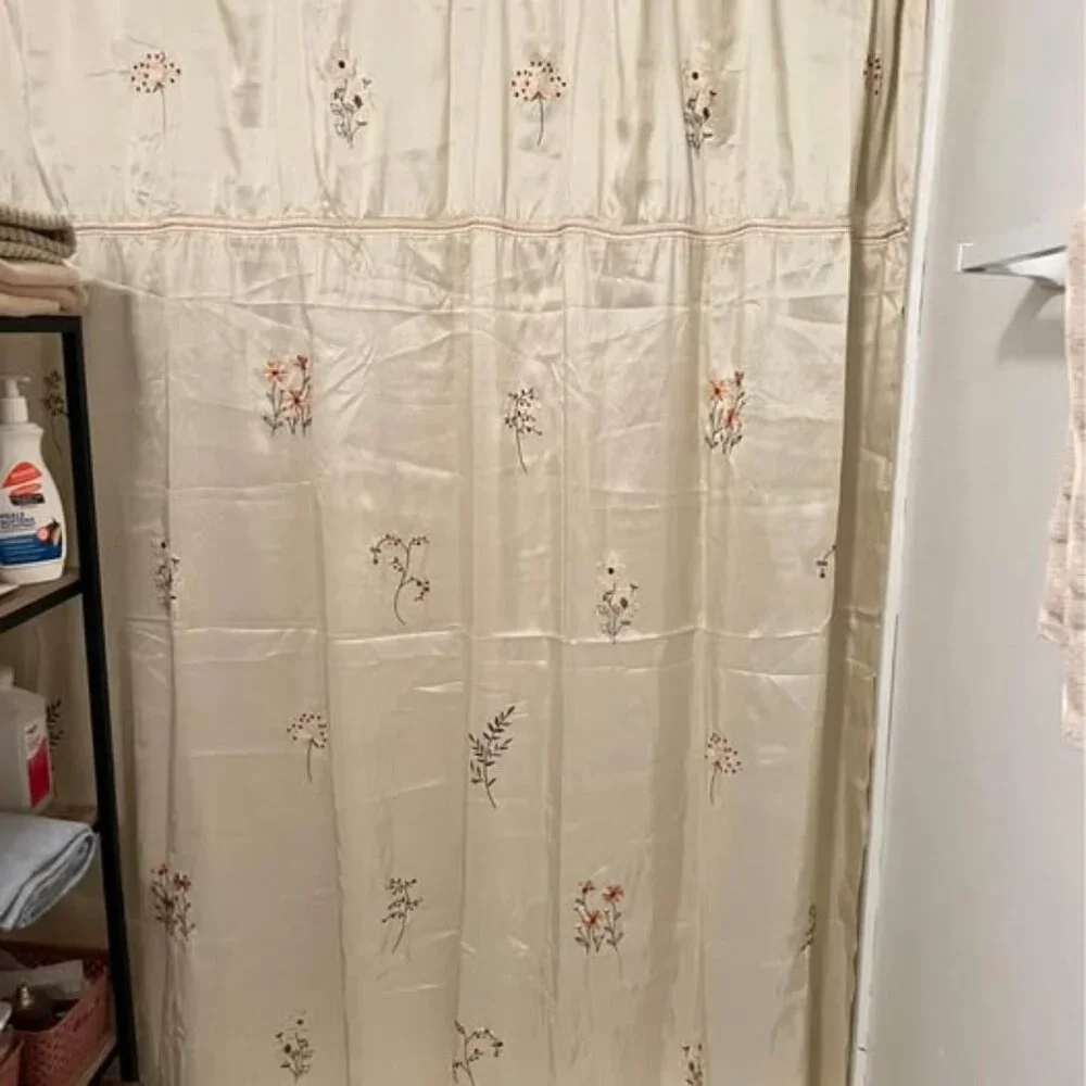 Springmaid Tan Flowered Shower Curtain